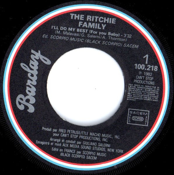 The Ritchie Family : I'll Do My Best (For Your Baby) (7", Single)