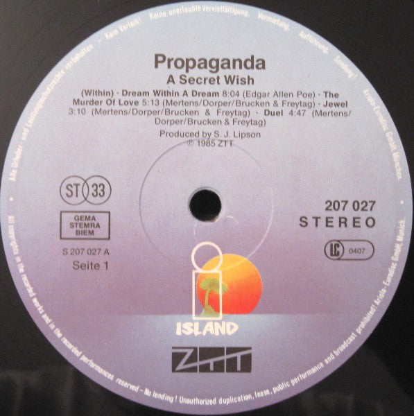 Propaganda : A Secret Wish (LP, Album)