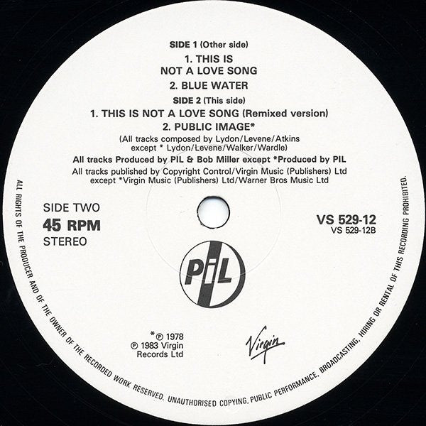 PiL* : This Is Not A Love Song (12", Single)