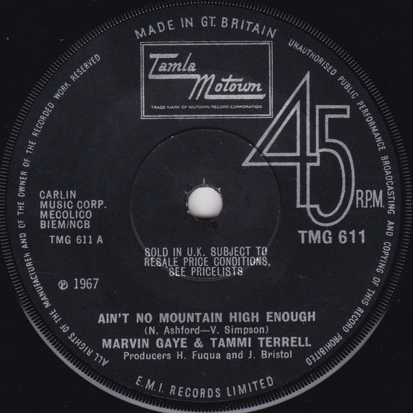 Marvin Gaye & Tammi Terrell : Ain't No Mountain High Enough (7", Single, Mono, Sol)