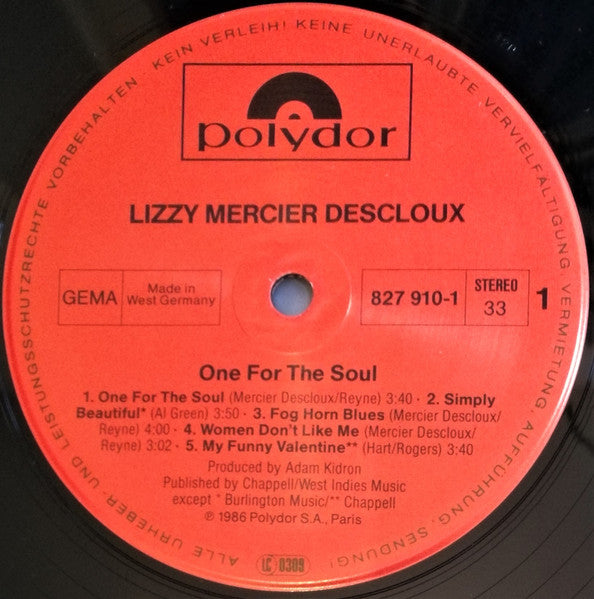 Lizzy Mercier Descloux : One For The Soul (LP, Album)