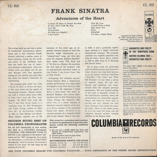 Frank Sinatra : Adventures Of The Heart (LP, Comp, Hol)