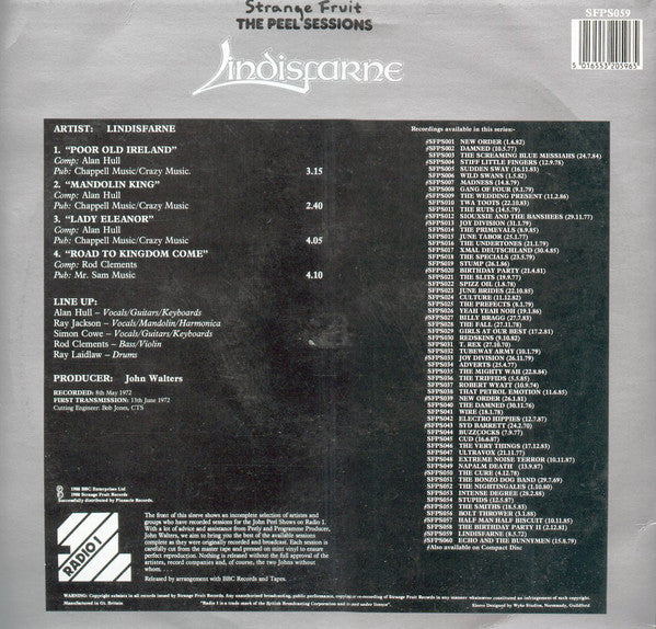 Lindisfarne : The Peel Sessions (12", EP)