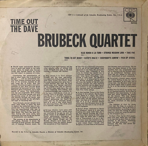 The Dave Brubeck Quartet : Time Out (LP, Album)