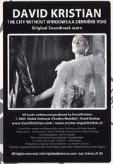 David Kristian : The City Without Windows / La Dernière Voix / Original Soundtrack Score (LP)