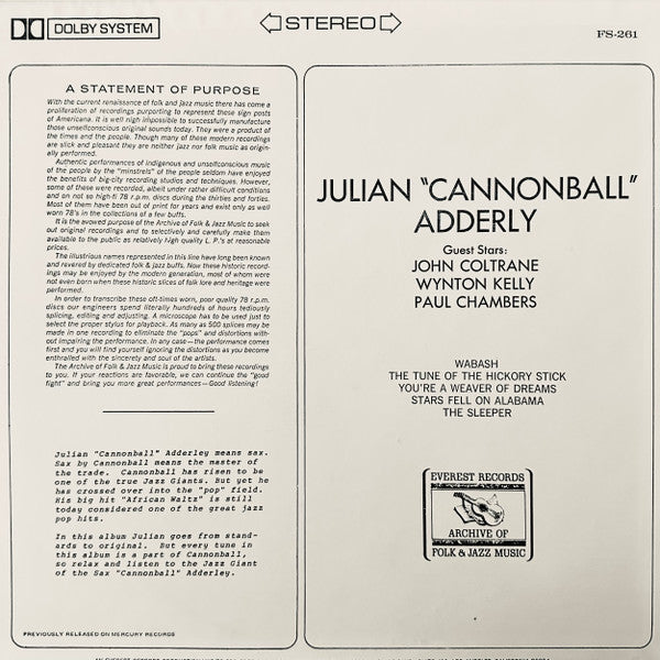 Julian "Cannonball" Adderly* : Julian "Cannonball" Adderly (LP, Comp, RP)