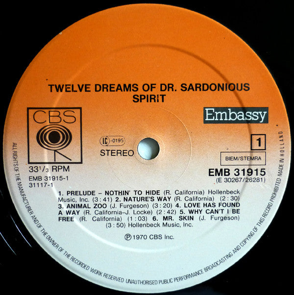Spirit (8) : Twelve Dreams Of Dr. Sardonicus (LP, Album, RE)