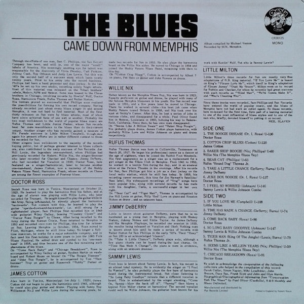 Various : The Blues Came Down From Memphis (LP, Comp, Mono, RE)