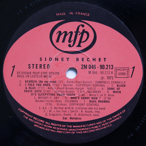 Sidney Bechet : Enregistrements Originaux (LP, Comp, RE)