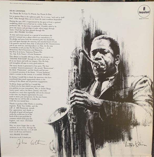 John Coltrane : A Love Supreme (LP, Album, Ltd, RE, RM, Gat)