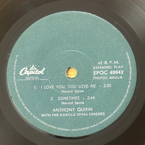 Anthony Quinn / Scott McKenzie / Billy Preston : I Love You, You Love Me / Sometimes (7", EP)