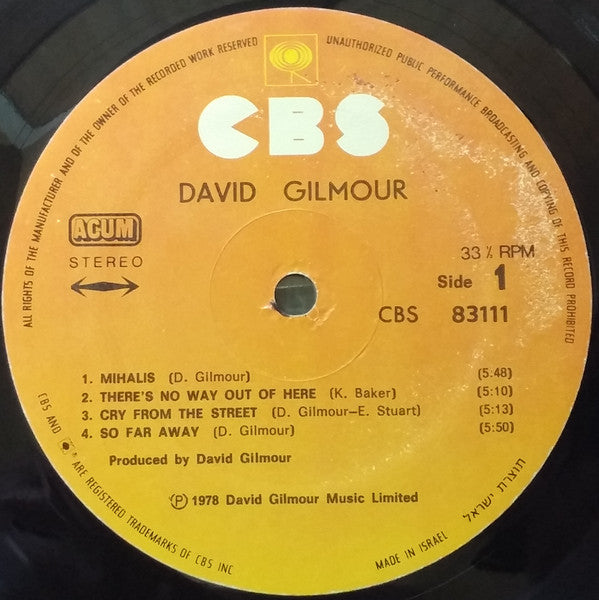 David Gilmour : David Gilmour (LP, Album)