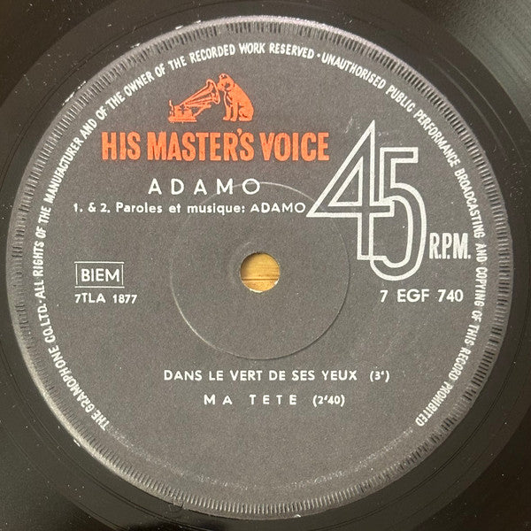 Adamo : Vous Permettez, Monsieur ? (7", EP, RP, Sol)