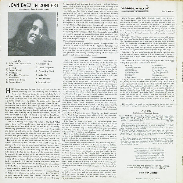 Joan Baez : In Concert (LP, Album, RE)