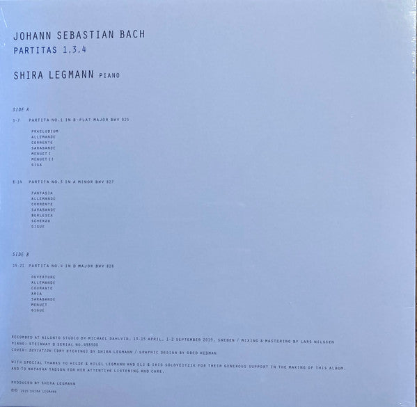 Shira Legmann : J. S. Bach   Partitas 1, 3, 4 (LP)