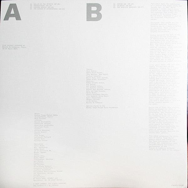 Emahoy Tsege-Mariam Gebru*, Maya Dunietz : Emahoy Tsege-Mariam Gebru Played By Maya Dunietz & String Ensemble Live In Paris (LP, Album)