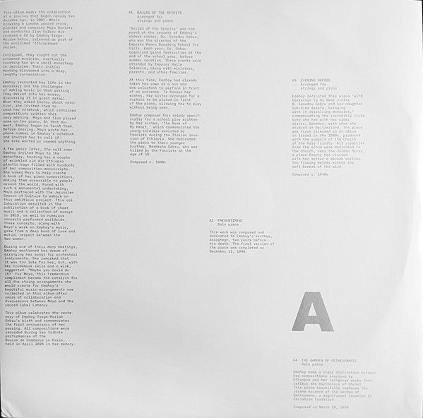 Emahoy Tsege-Mariam Gebru*, Maya Dunietz : Emahoy Tsege-Mariam Gebru Played By Maya Dunietz & String Ensemble Live In Paris (LP, Album)