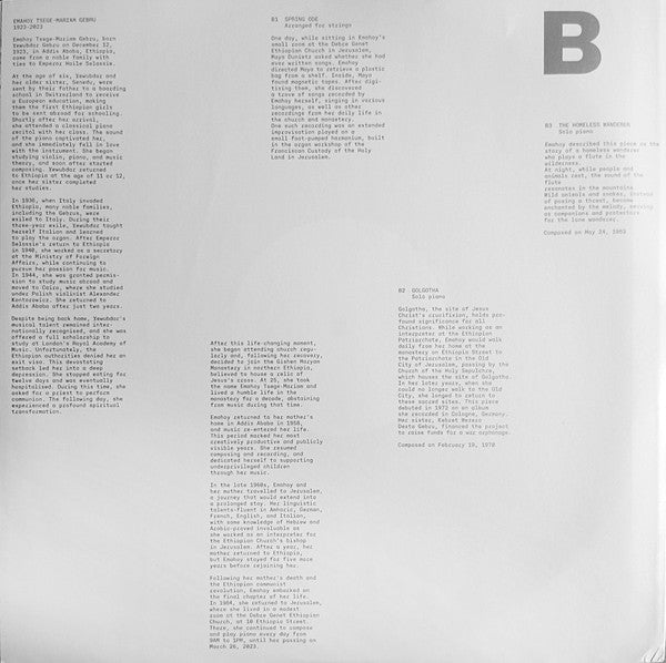 Emahoy Tsege-Mariam Gebru*, Maya Dunietz : Emahoy Tsege-Mariam Gebru Played By Maya Dunietz & String Ensemble Live In Paris (LP, Album)