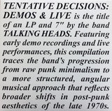 Talking Heads : Tentative Decisions: Demos & Live (LP, Cle + 7", Cle + RSD, Comp, Ltd, RE)