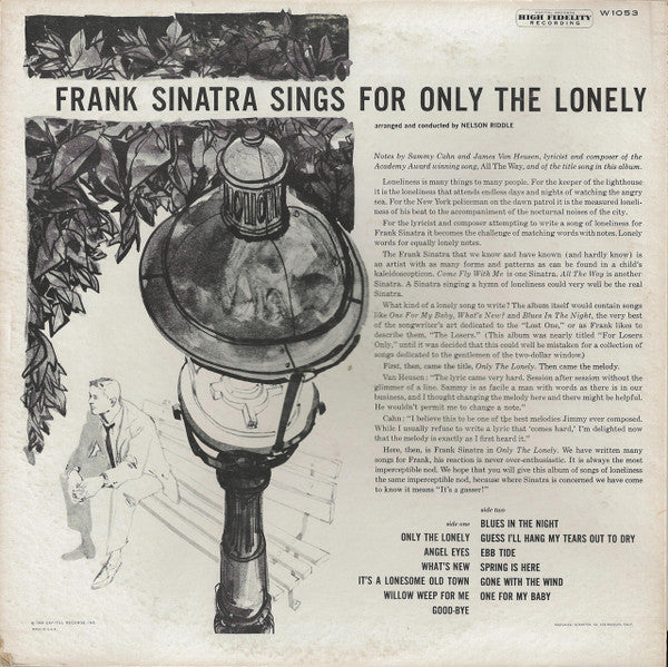 Frank Sinatra : Frank Sinatra Sings For Only The Lonely (LP, Album, Mono, RP, Scr)