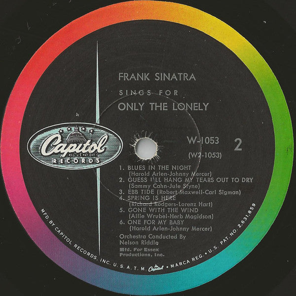 Frank Sinatra : Frank Sinatra Sings For Only The Lonely (LP, Album, Mono, RP, Scr)