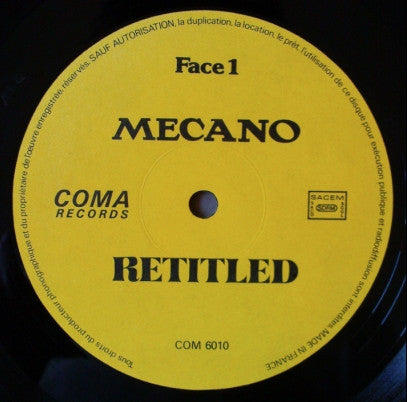 Mecano (2) : Retitled (LP, Comp, RE, Yel)