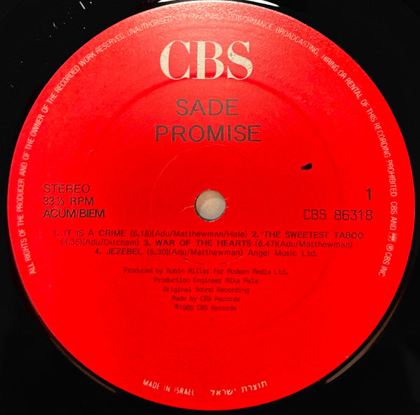Sade : Promise (LP, Album, Gat)