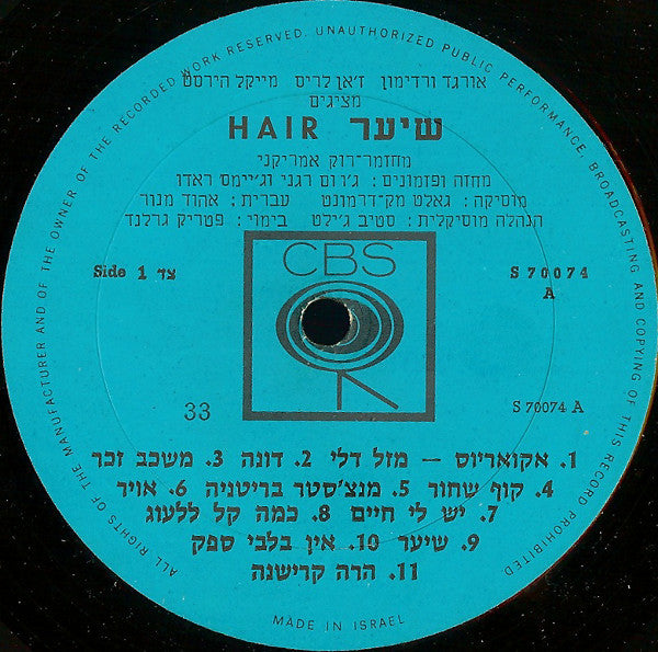 Original Israel Cast* : Hair - שיער  (LP)