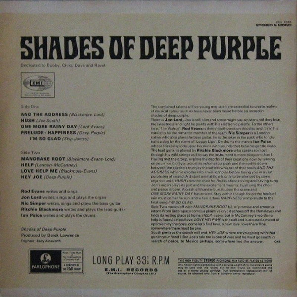 Deep Purple : Shades Of Deep Purple (LP, Album, RE)