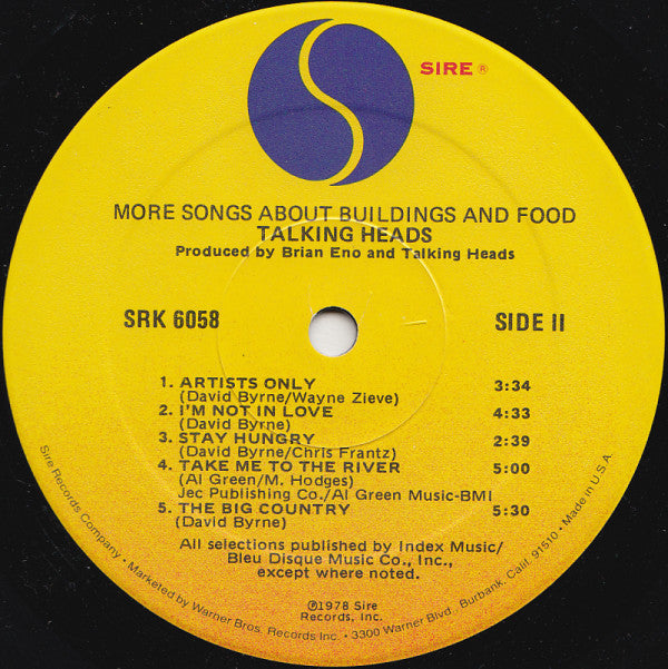 Talking Heads : More Songs About Buildings And Food (LP, Album, RP, Spe)