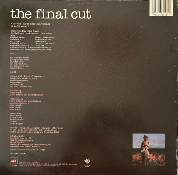 Pink Floyd : The Final Cut (LP, Album, Gat)