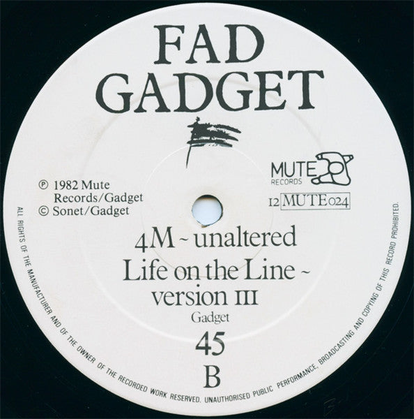 Fad Gadget : Life On The Line (Version II) (12", Single, JA )