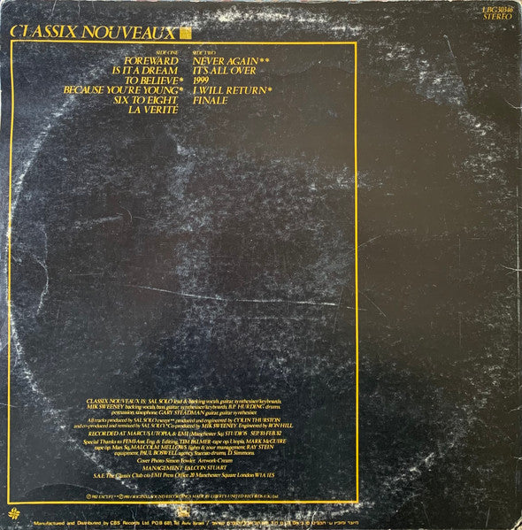 Classix Nouveaux : La Verité (LP, Album)