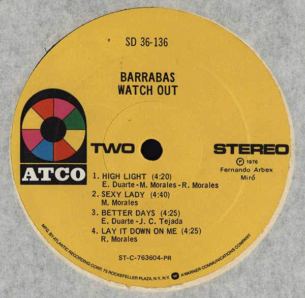 Barrabas : Watch Out (LP, Album, Pre)