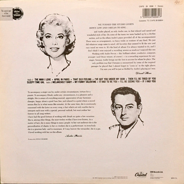 Dinah Shore : Dinah Sings Previn Plays - Songs In A Mid-night Mood (LP, Album, RE)