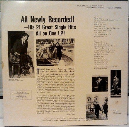 Paul Anka : Paul Anka's 21 Golden Hits (LP, Comp)