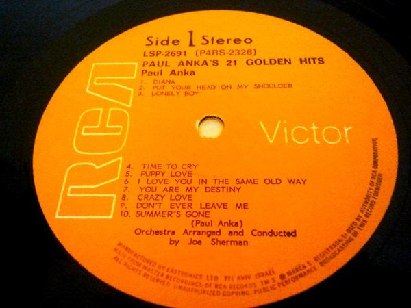 Paul Anka : Paul Anka's 21 Golden Hits (LP, Comp)