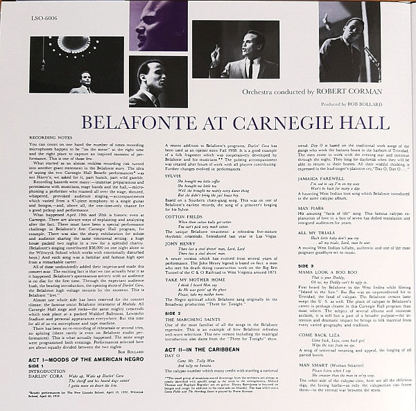 Harry Belafonte : Belafonte At Carnegie Hall: The Complete Concert (2xLP, Album, RE, RM, Gat)