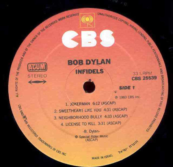 Bob Dylan : Infidels (LP, Album)