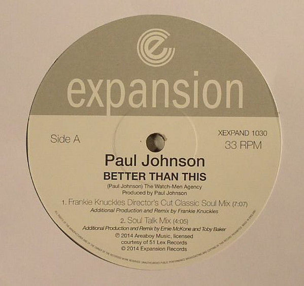 Paul Johnson (2) : Better Than This (12")