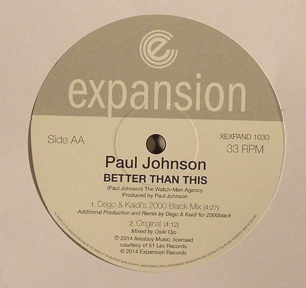 Paul Johnson (2) : Better Than This (12")