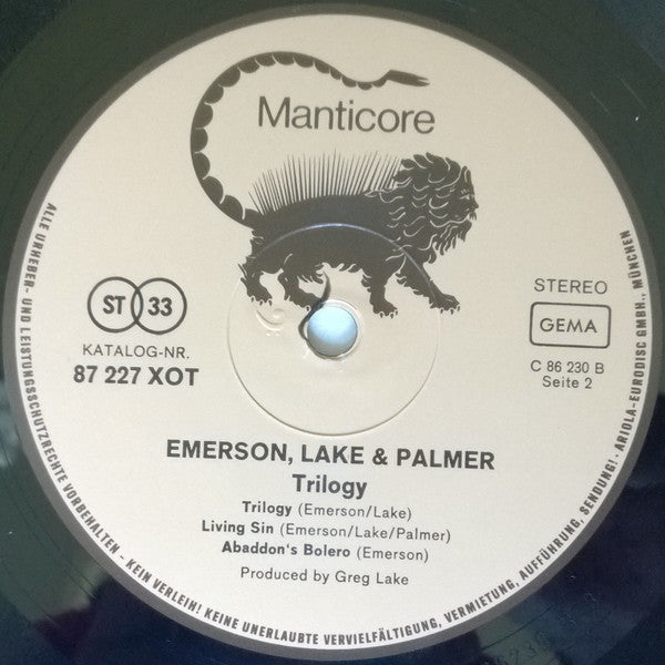 Emerson Lake & Palmer* : Trilogy (LP, Album, RE, RP, Non)