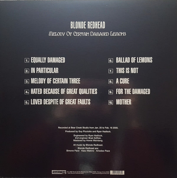 Blonde Redhead : Melody Of Certain Damaged Lemons (LP, Album, RE, RP)