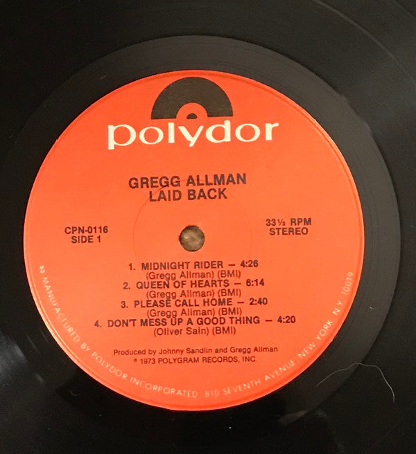 Gregg Allman : Laid Back (LP, Album, RE, Hau)