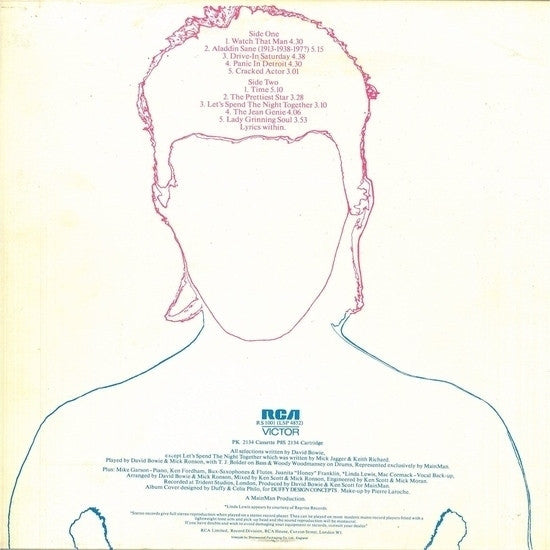 David Bowie : Aladdin Sane (LP, Album, RE, Non)