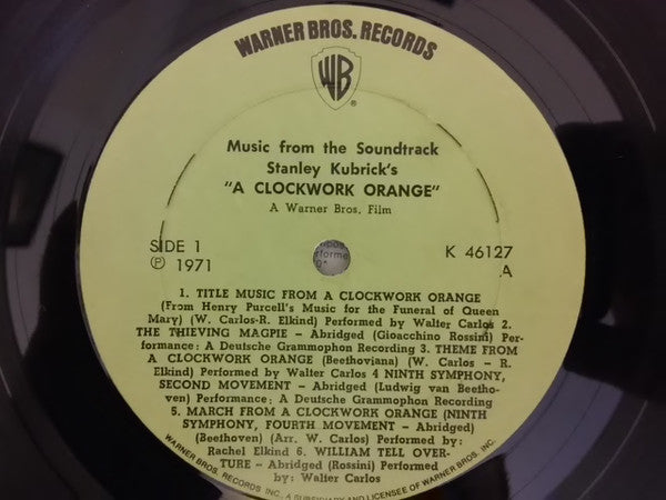 Various : Stanley Kubrick's A Clockwork Orange (Music From The Soundtrack) (LP, Album)