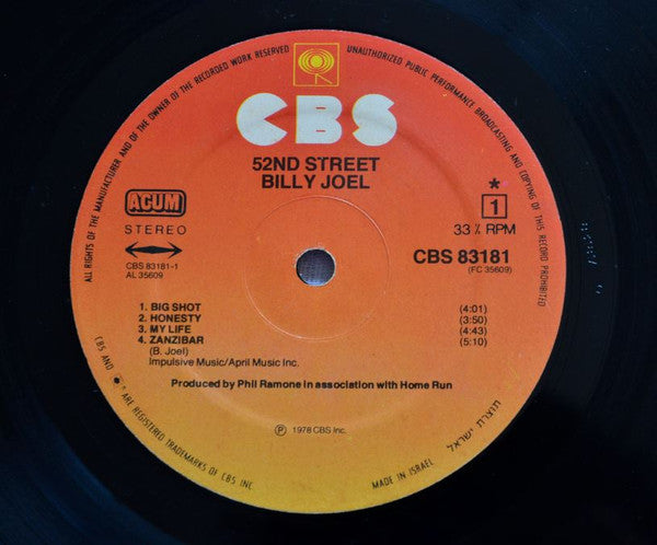 Billy Joel : 52nd Street (LP, Album, Gat)
