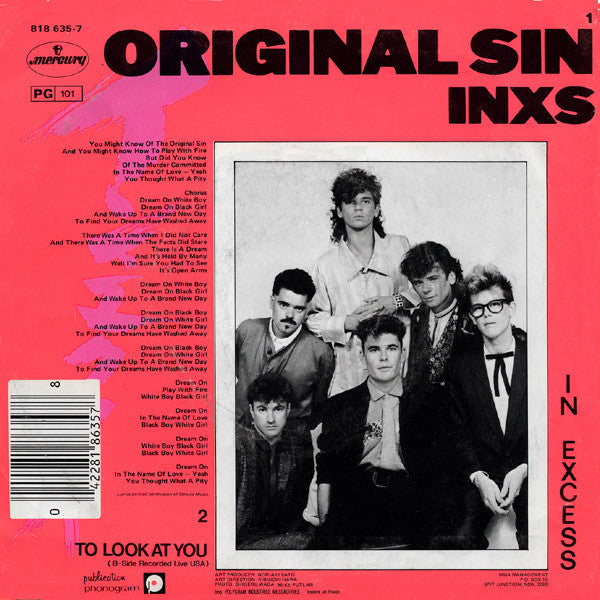 INXS : Original Sin (7", Single, Blu)