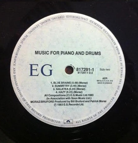 Moraz* - Bruford* : Music For Piano And Drums  (LP, Album)