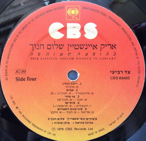 Arik Einstein = אריק איינשטיין*, Shalom Hanoch = שלום חנוך* : In Concert = בהופעה משותפת (2xLP, Album)